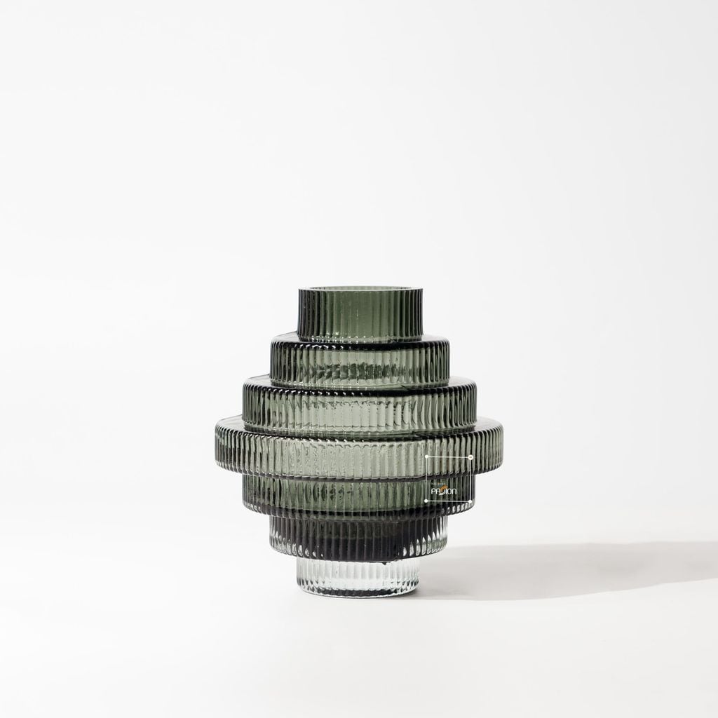 Bình Hoa Thủy Tinh Nâu Phong Cách Tháp Tầng