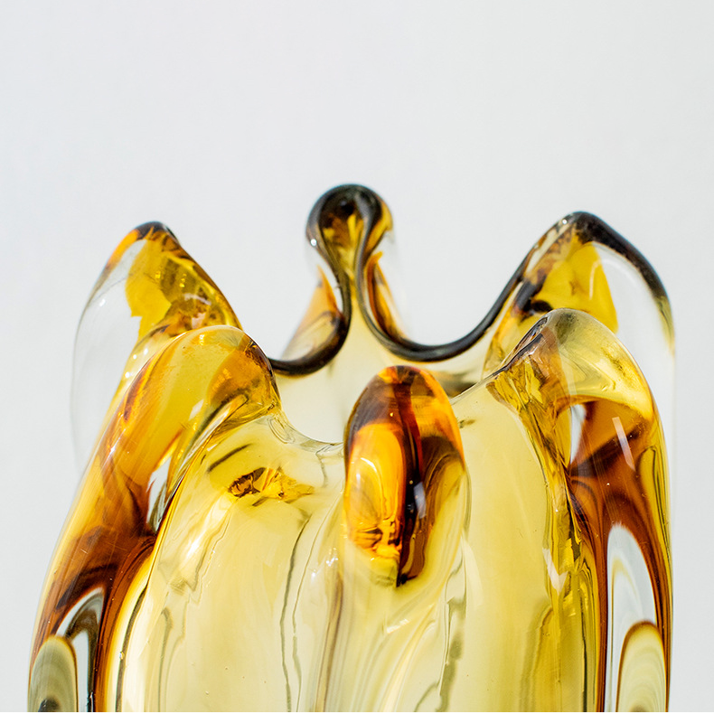 Bình Hoa Thủy Tinh Gradient Hình Búp Hoa Xanh Vàng