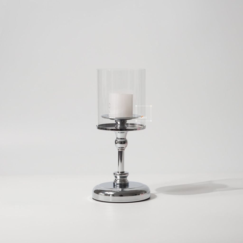 Bộ 3 Chân Nến Kèm Nến Trụ Lớn Màu Vàng Decor Bàn Ăn