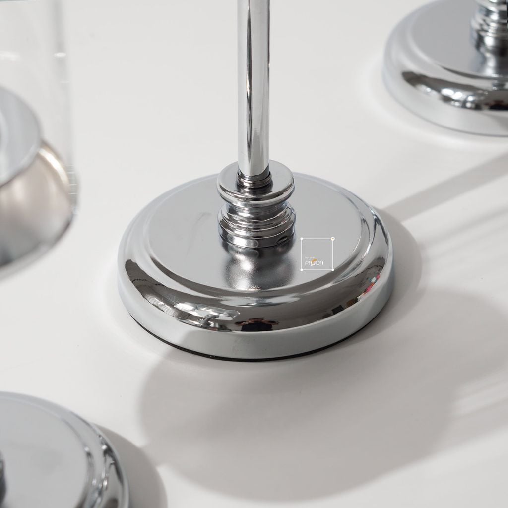 Bộ 3 Chân Nến Kèm Nến Trụ Lớn Màu Vàng Decor Bàn Ăn