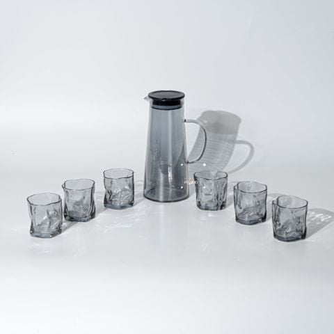 Bộ Ấm Tách Trà Thủy Tinh Cao Cấp Chịu Lực Chịu Nhiệt Kèm Măm Trang Trí