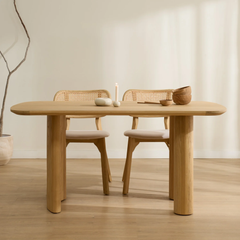 Bộ Bàn Ăn 4 Ghế Ăn Chân Trụ Phối Mây Willow