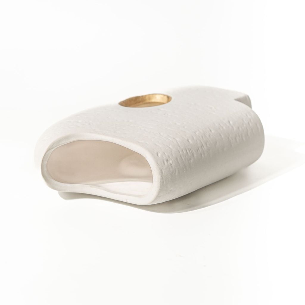 Bình Gốm Decor Tối Giản Họa Tiết Trừu Tượng Phối Vàng