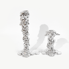 Chân Nến Decor Composite Mạ Chrome Phong Cách Luxury