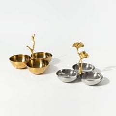 Đồ Decor Để Bàn Tiệc Bộ Đĩa 3 Ngăn Kim Loại
