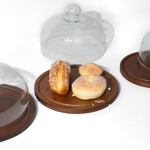 Dĩa Gỗ Cổ Điển Có Nắp Đậy Bày Trí Bàn Tiệc