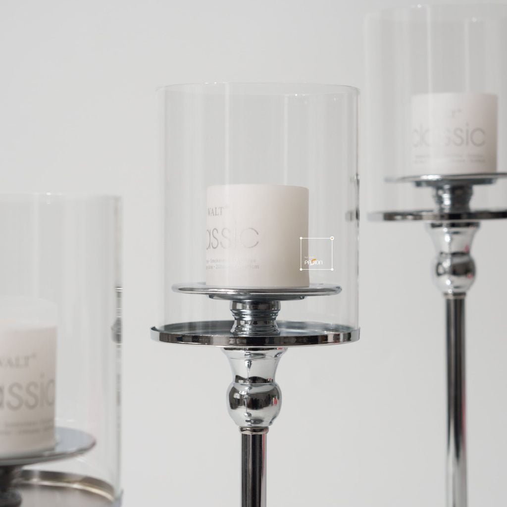 Bộ 3 Chân Nến Kèm Nến Trụ Lớn Màu Vàng Decor Bàn Ăn