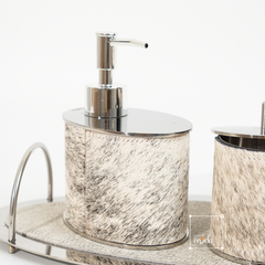 Bộ Phụ Kiện Phòng Tắm Inox Họa Tiết Lông Ngựa Cao Cấp Kèm Khay Đựng