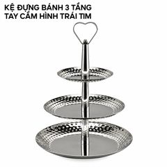 Khay Trưng Bày Thức Ăn 3 Tầng Inox Cho Buffet – 28 × 23 × 36cm