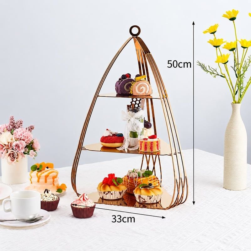 Kệ Bánh Afternoon Tea 2 Tầng Inox Cao Cấp Cho Nhà Hàng Khách Sạn
