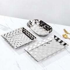 Khay Trưng Bày Thức Ăn Inox 304 Dập Nổi Cao Cấp
