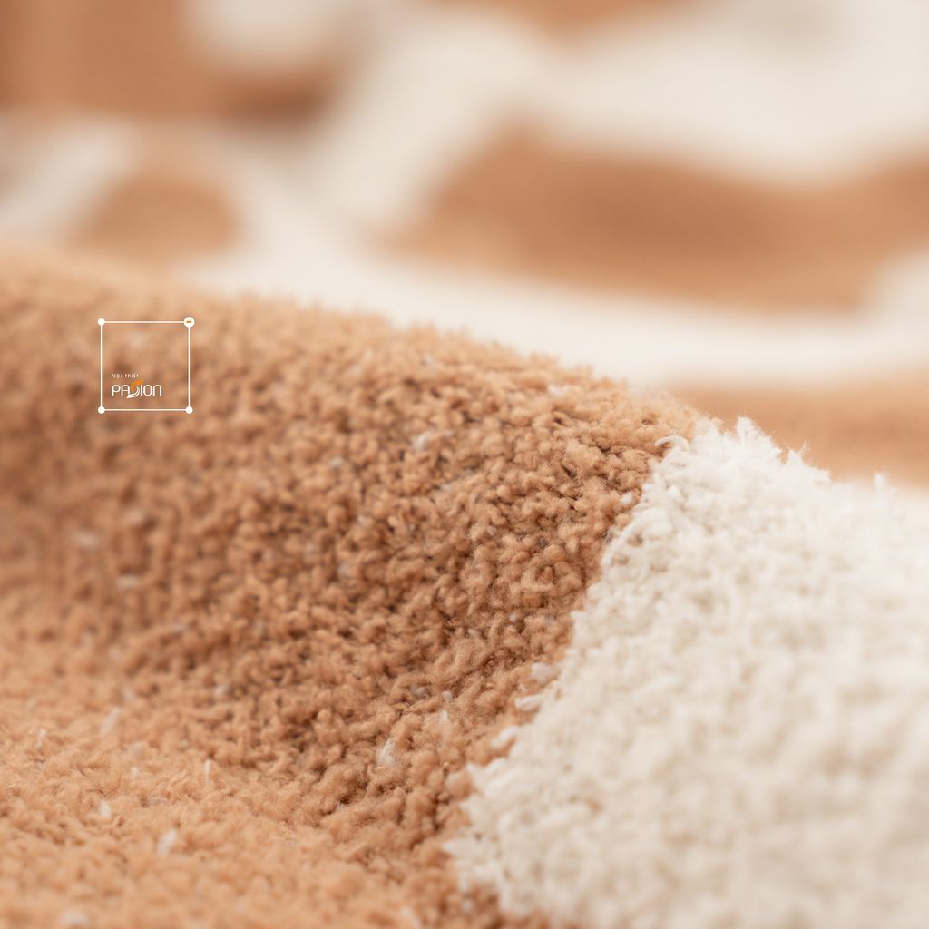 Chăn Dệt Kim Đan Len Ấm 2 Mặt Phong Cách Hình Học Be Bắc Âu