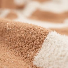 Chăn Dệt Kim Đan Len Ấm 2 Mặt Phong Cách Hình Học Be Bắc Âu