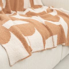 Chăn Dệt Kim Đan Len Ấm 2 Mặt Phong Cách Hình Học Be Bắc Âu