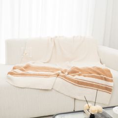 Chăn Dệt Kim Đan Len Ấm 2 Mặt Phong Cách Hình Học Be Bắc Âu