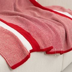 Chăn Len Dệt Kim 2 Mặt Tông Đỏ Sang Trọng