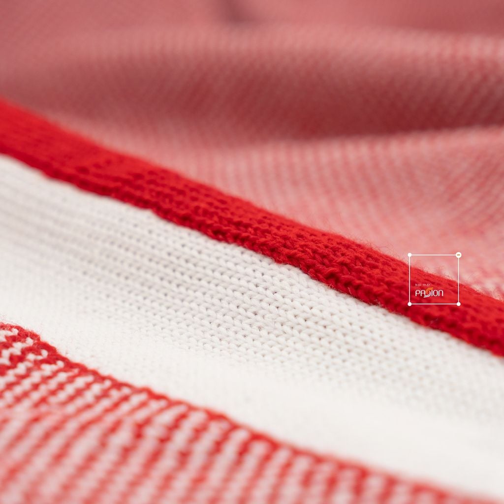 Chăn Len Dệt Kim 2 Mặt Tông Đỏ Sang Trọng