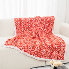 Chăn Len Dệt Kim Hoa Văn Cam Đậm Sang Trọng