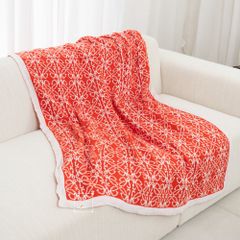 Chăn Len Dệt Kim Hoa Văn Cam Đậm Sang Trọng