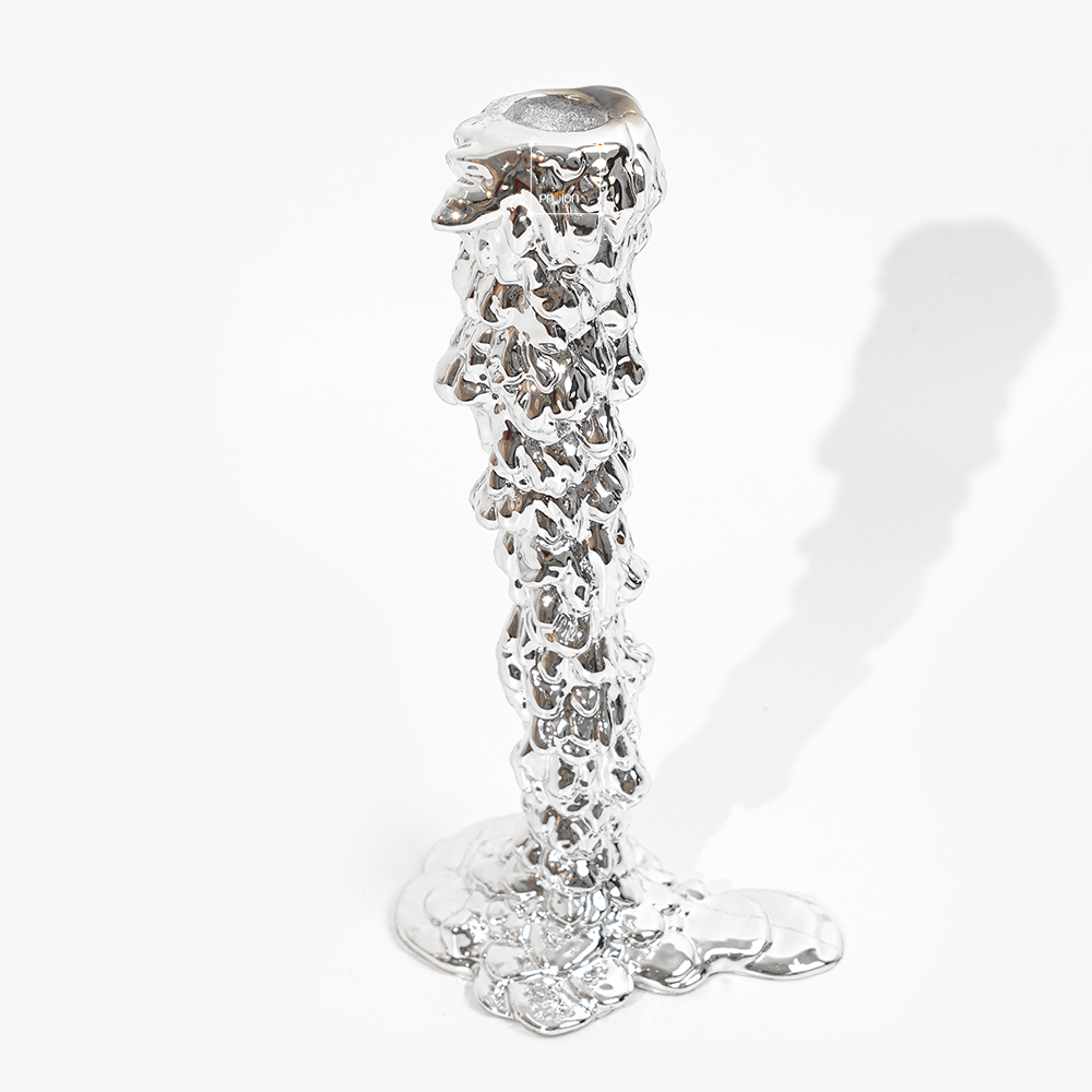 Chân Nến Decor Composite Mạ Chrome Phong Cách Luxury
