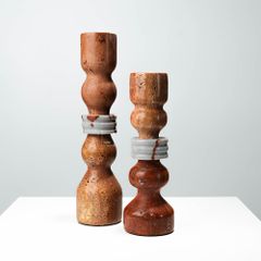 Chân Nến Đá Travertine Nâu Đỏ Trang Trí Phòng Khách