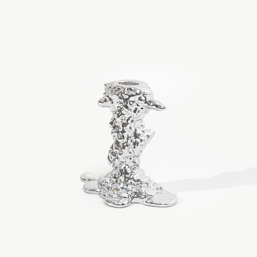 Chân Nến Decor Composite Mạ Chrome Phong Cách Luxury