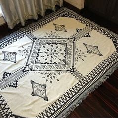 Chăn thảm phủ ghế sofa phối hợp làm thảm trải sàn kim cương