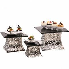 Kệ Trưng Bày Buffet Inox Mặt Vuông Họa Tiết Vảy Cá