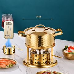 Nồi Hâm Thức Ăn Mini Inox 304 Có Nắp Kèm Bếp Cồn