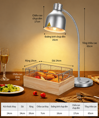 Đèn Hâm Nóng Thức Ăn Buffet Cổ Mềm Điều Chỉnh