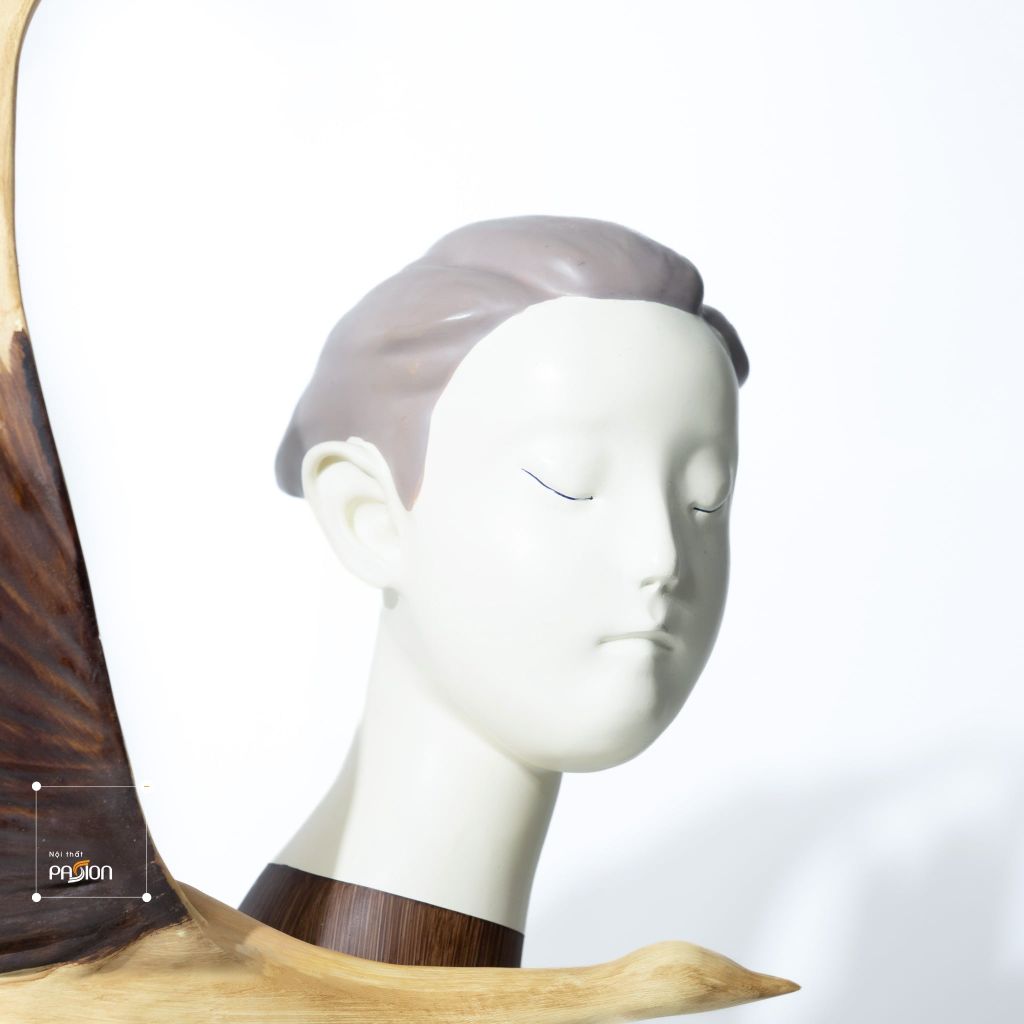 Tượng Trang Trí Thiên Thần Ảo Ảnh Phong Cách Nâu Wabi Sabi