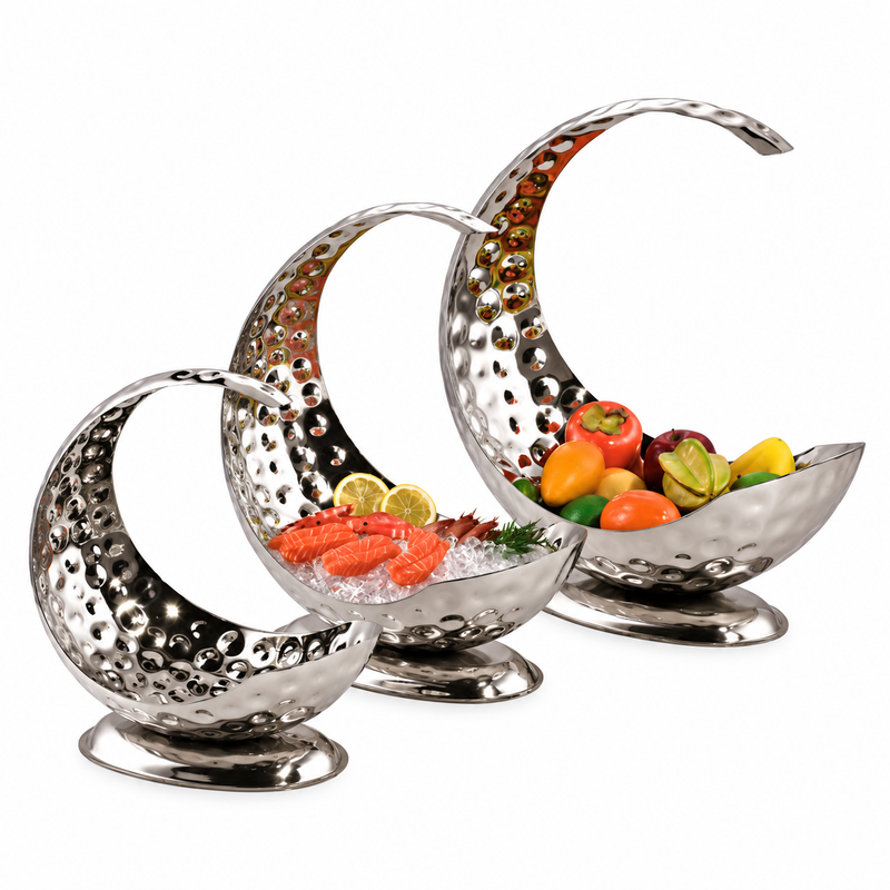 Khay Trưng Bày Thực Phẩm Inox Hình Bán Nguyệt Cho Buffet