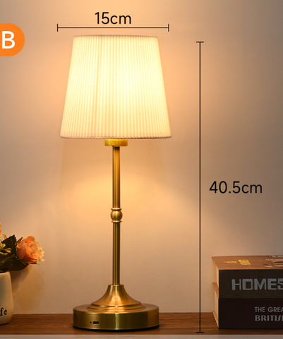 Đèn Bàn Tích Điện Chao Vải Cổ Điển Phong Cách Pháp Decor Bàn Tiệc