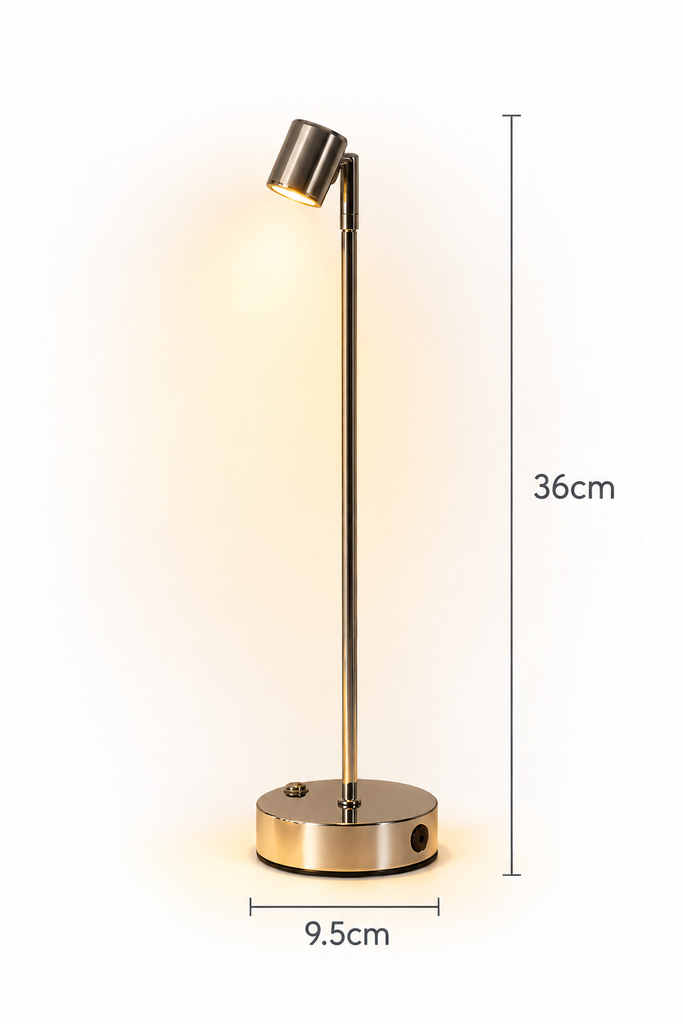 Đèn Bàn LED Tích Điện Thân Cao Xoay 360 Độ Decor Bàn Tiệc