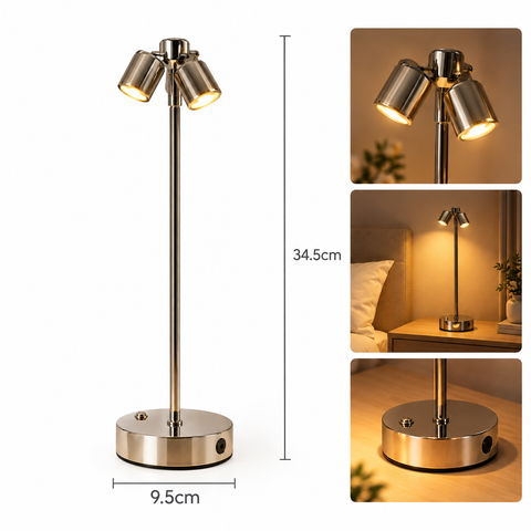 Đèn Bàn LED Tích Điện Thân Cao Xoay 360 Độ Decor Bàn Tiệc