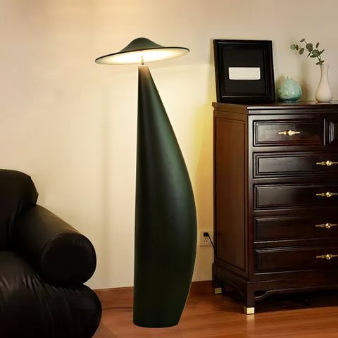 Đèn Cây Đứng Dáng Uốn Lượn Chụp Nón Lá Hiện Đại