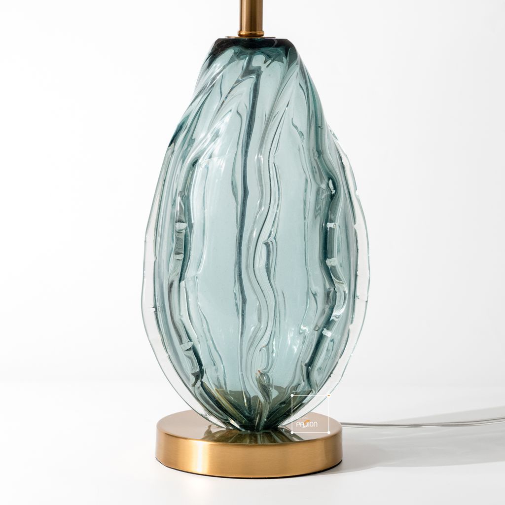 Đèn Bàn Thủy Tinh Thân Gợn Sóng Phong Cách Mỹ