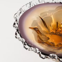 Dĩa Trang Trí Thủy Tinh Pha Lê Màu Tím Pha Vàng Hình Hoa Xoắn