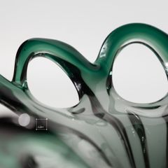 Dĩa Trang Trí Thủy Tinh H ình Cánh Hoa Tuyết Xanh Lục Sang Trọng