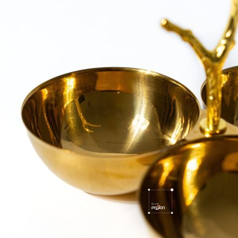 Đồ Decor Để Bàn Tiệc Bộ Đĩa 3 Ngăn Kim Loại