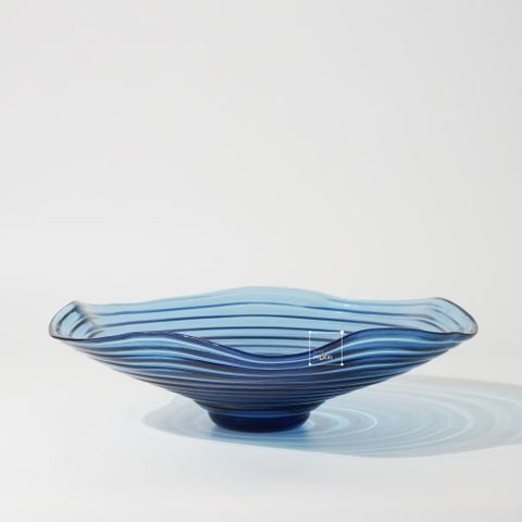 Đĩa Đựng Trái Cây Thủy Tinh Đế Dày Gợn Sóng