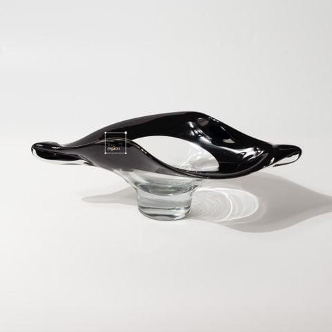 Dĩa Thủy Tinh Chân Cao Đế Dày Trang Trí Bàn Tiệc Hình Chiếc Lá