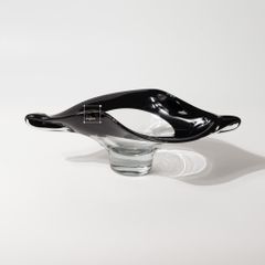 Dĩa Thủy Tinh Chân Cao Đế Dày Trang Trí Bàn Tiệc Hình Chiếc Lá