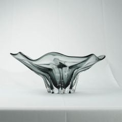 Dĩa Thủy Tinh Decor Trái Cây Sang Trọng Xám
