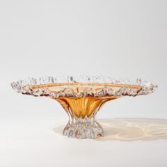 Dĩa Thủy Tinh Pha Lê Viền Dập Ply Hình Cành Hoa Hổ Phách