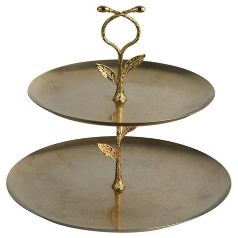 Dĩa Trái Cây 2 Tầng Hình Chiếc Lá Thép Không Gỉ Châu Âu