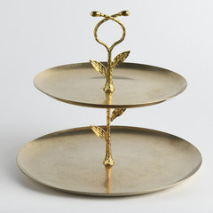 Dĩa Trái Cây 2 Tầng Hình Chiếc Lá Thép Không Gỉ Châu Âu