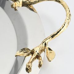 Dĩa Trang Trí Inox Cao Cấp Viền Tay Cầm Chiếc Lá Châu Âu