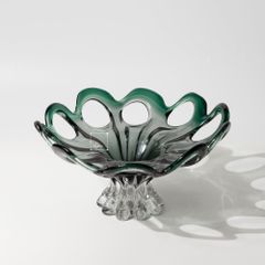 Dĩa Trang Trí Thủy Tinh H ình Cánh Hoa Tuyết Xanh Lục Sang Trọng