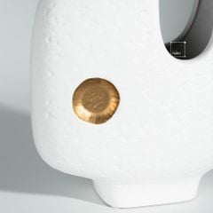 Bình Gốm Decor Tối Giản Họa Tiết Trừu Tượng Phối Vàng